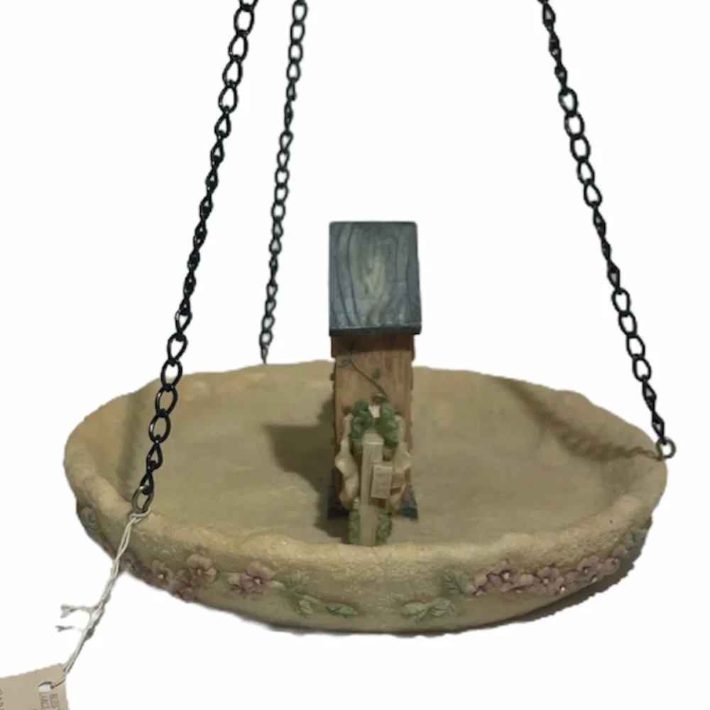 Hanging Bird Feeder Dish Bless this Home Large Colorful Floral Outdoor Birdhouse